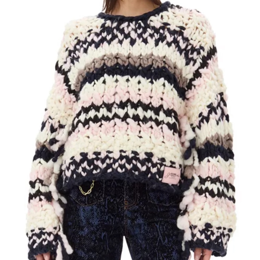 Ganni Multicolor Chunky Knit Sweater Size Medium NWT 100% Wool